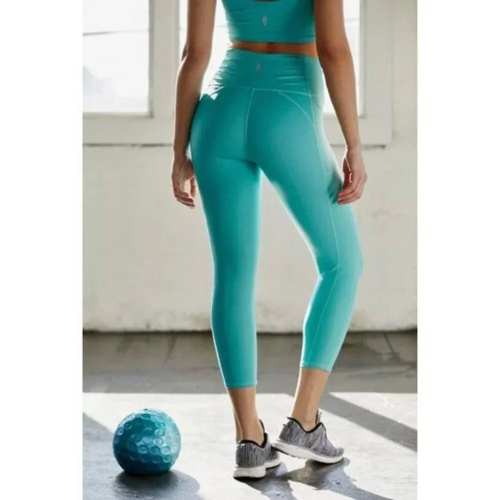 New Free People FP Movement Breathe‎ Easy Leggings Turquoise